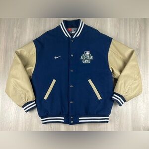 Vintage Nike 2001 All Star Game Seattle MLB Wool Leather Varsity Jacket Large